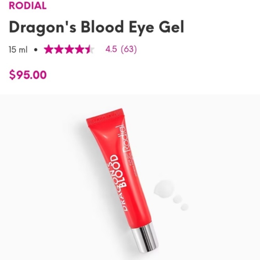 Rodial Dragon's Blood Eye Gel Cream Hydrate & Tone Eye cream NEW! MSRP $99
